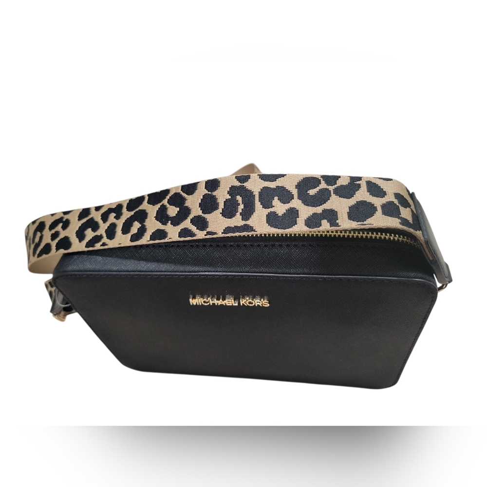 Michael Kors Jet Set Crossbody Bag, Large - Black New ,Animal Print Strap - Picture 8 of 8